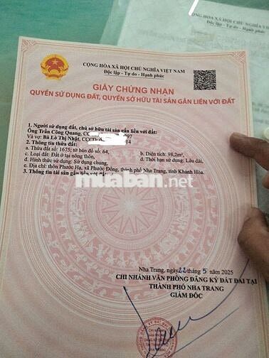 chính chủ cần bán lô đất full thổ 2 mặt tiền  phước đồng  98m2