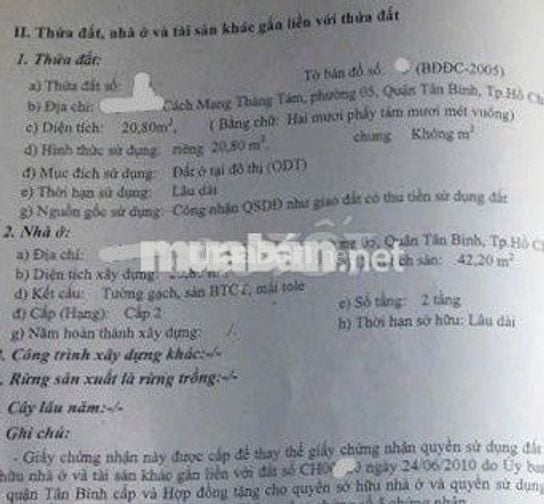 Bán nhà CMT8 21M2, HXH cách 10m, nhỉn 2 tỷ