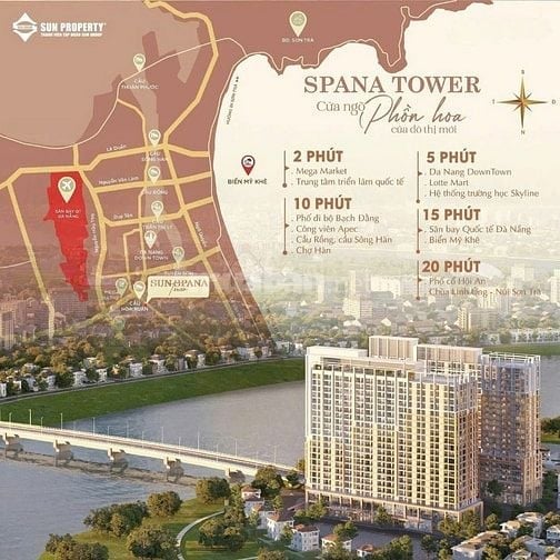 SPANA TOWER - Đầu cầu Hòa Xuân - 2 phòng ngủ - 64m2 