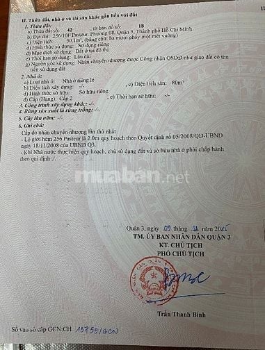 Bán nhà riêng hẻm 256 Pasteur, P8, Quận 3, giá 7.2 tỷ 
