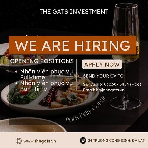Tuyển dụng nhân viên phục vụ tại Đà Lạt