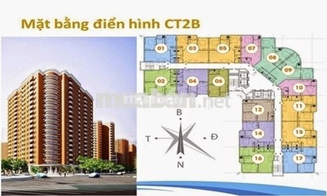 Hàng hiếm cực đẹp, Căn góc 69,2m2-2N2WC tại chung cư CT2B nghĩa Đô