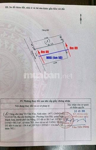 5.8 tỷ/căn nhà 2 tầng Kiệt ô tô số 93 Nguyễn Duy Trinh .Hướng : Tây