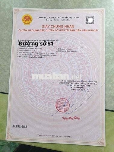 Chính Chủ Cần Bán Gấp Lô Đất Đường Số 51 TP Mới Giá Ngộp