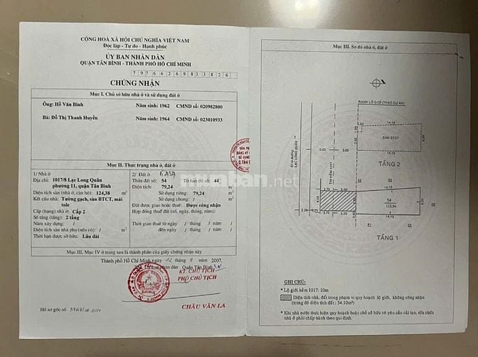 Bán Nhà 1017/8 Lạc Long Quân P.11 Q.Tân Bình - dt:4,1x14,15m nở hậu 2L