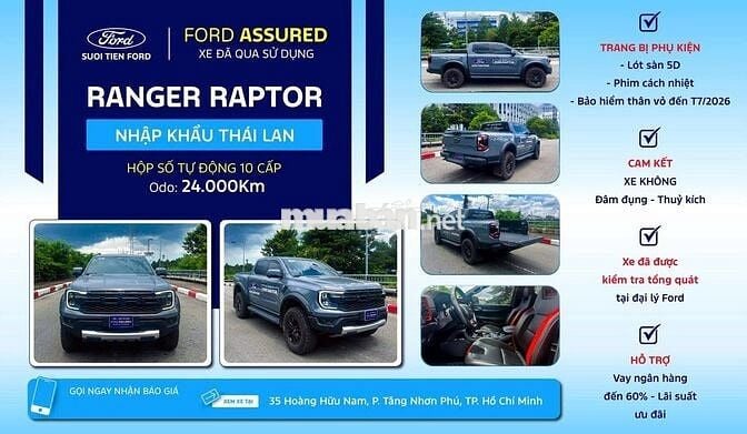 Ford Ranger Raptor 2023 Xám, số tự động