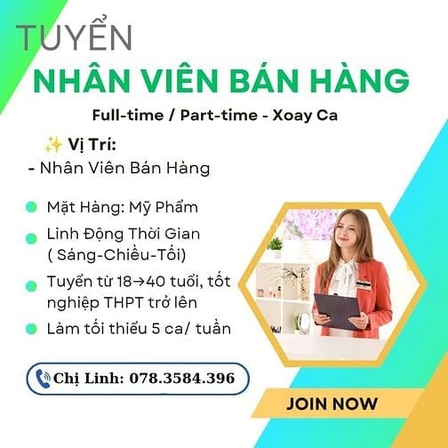 Tuyển Nhân Viên Bán Hàng - Không Yêu Cầu Kinh Nghiệm 