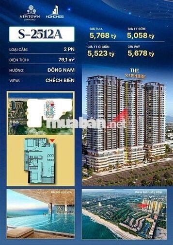 CẦN BÁN GẤP CĂN 2PN VIEW BIỂN , SỞ HỮU LÂU DÀI , GIÁ CẢ THƯƠNG LƯỢNG