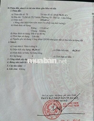 Bán nhà mặt tiền đường Yersin, phường 10, Đà Lạt 154m2 giá rẻ 14,1 tỷ!