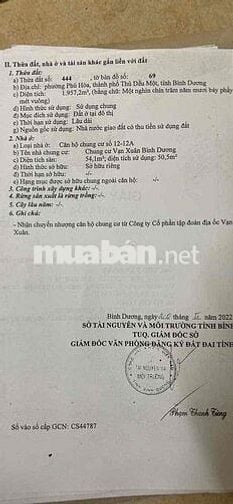 chính chủ cần bán chung cư BD - Giá: 1ty 550tr tl