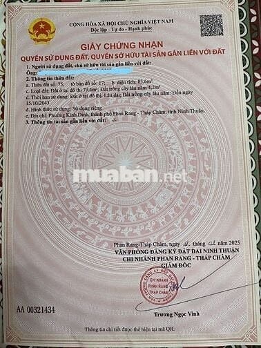 Bán lô đất 84m2 Thổ Cư, sau lưng ks Hồ Phong. PHƯỜNG TẤN TÀI. PHAN Ran