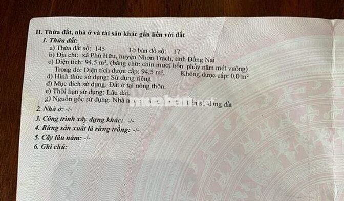 Đất full thổ, sát Phà cát lái,  94.5m2