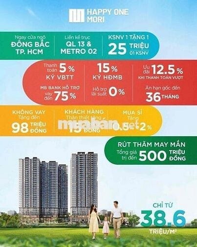 🔥 CHỈ CẦN 300 TRIỆU – SỞ HỮU NGAY CĂN HỘ HAPPY ONE MORI
