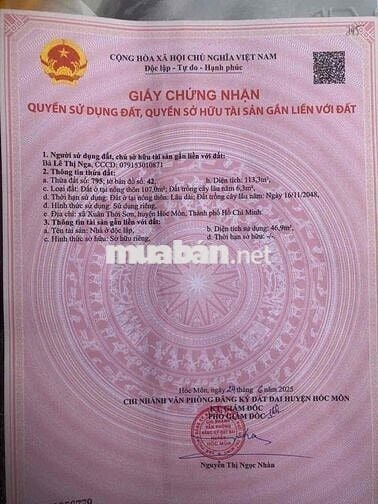 Chính chủ bán 107m2 đất ở sổ riêng