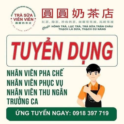 Cửa hàng trà sữa đường Lê Văn Quới tuyển nhân viên