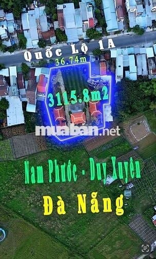 Bán lô đất 3115m (100% đất ở). Mặt tiền quốc lộ 1A. Duy Xuyên - Quản