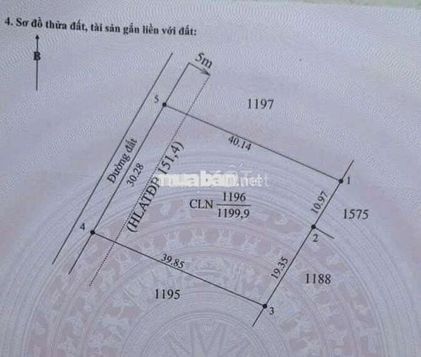Chủ cần tiền bán gấp lô đất mặt tiền giá 1ty100