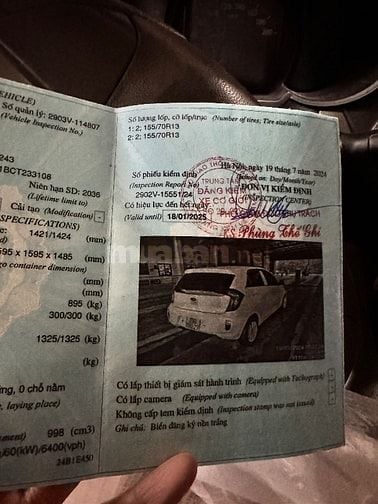 Chính chủ cần bán Kia Morning Van 2011, đăng ký lần đầu 2016