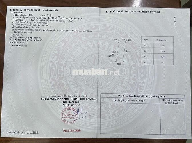 Cần bán đất thổ cư xã phước lại