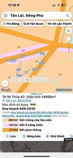 PHÙ HỢP ĐẦU TƯ, LÀM XƯỞNG. LÔ 5160m2 Mặt tiền đường liên xã