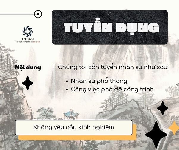 Phá dỡ An Bình tuyển nhân sự phổ thông