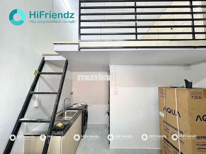 phòng có gác full nội thất rộng28m2 nằm ngay công viên làng hoa