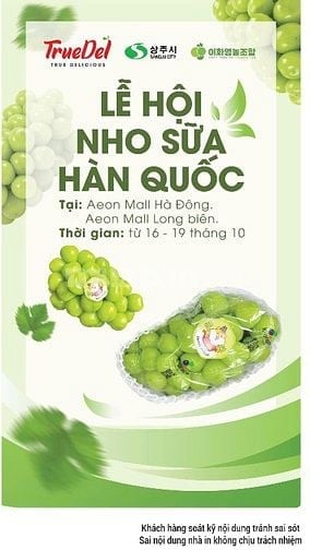LỄ HỘI NHO SỮA HÀN QUỐC – CHỈ DIỄN RA DUY NHẤT TẠI AEON MALL