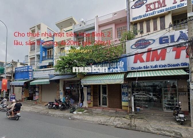 Cho thuê nhà mặt tiền Hòa Bình, P Hiệp Tân, Tân Phú. 4x20m, 2 lầu,
