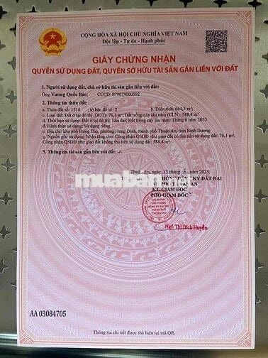 Chính chủ bán lô đất dt:664,5m2 Hưng Định Thuân An.Thương lượng nhẹ