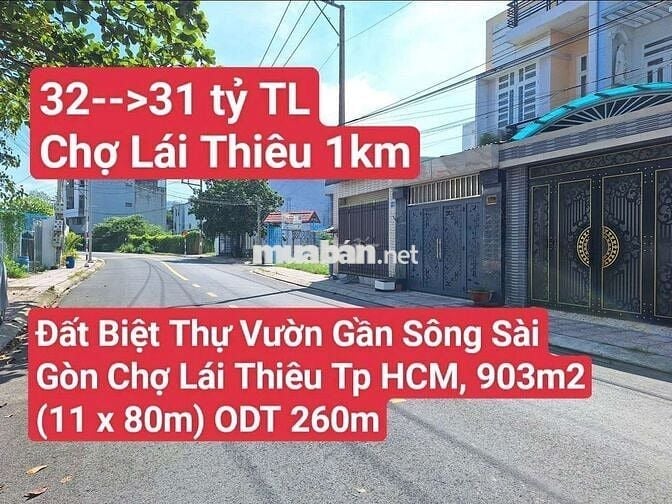 🆘 Đất Biệt Thự Vườn Giáp Sông Sài Gòn Gần Chợ Lái Thiêu Tp. Thuận An