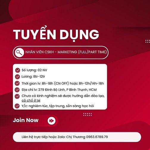 TUYỂN NHÂN VIÊN CSKH - MARKETING ONLINE