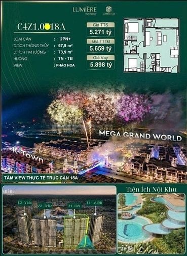Bán nhanh căn 2PN + tại Lumiere Spring Bay view pháo hoa Grandworld - 