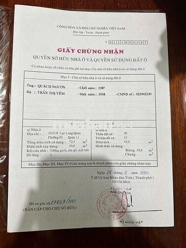 Nhà HXH 1trệt 1lầu 45m2 Lạc Long Quân Quận 11