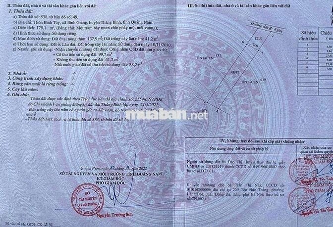 Bán lô đất tại khu Bình Giang, Thăng Bình, Quảng Nam