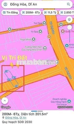 Đất Hẻm 1/ Võ Thị Sáu (Dĩ An) - Ngang 7.5m