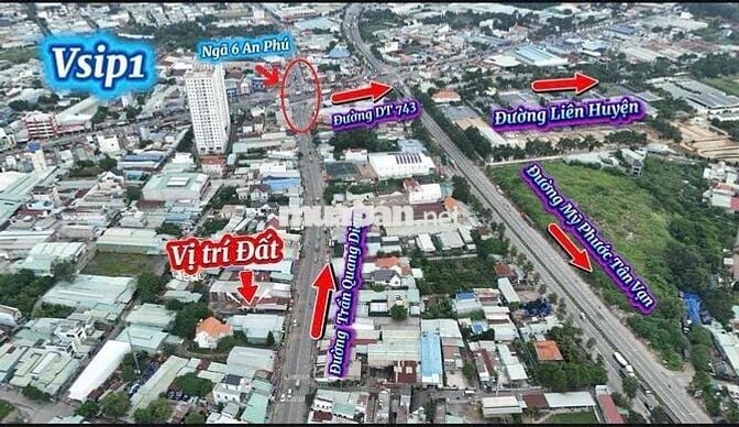 BÁN ĐẤT MẶT TIỀN NGAY NGÃ 6 AN PHÚ THUẬN AN BÌNH DƯƠNG