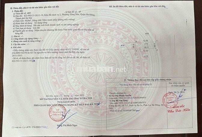 Bán lô đất 50m mặt tiền, khu dịch vụ 2  Đồng Mai, Hà Đông,