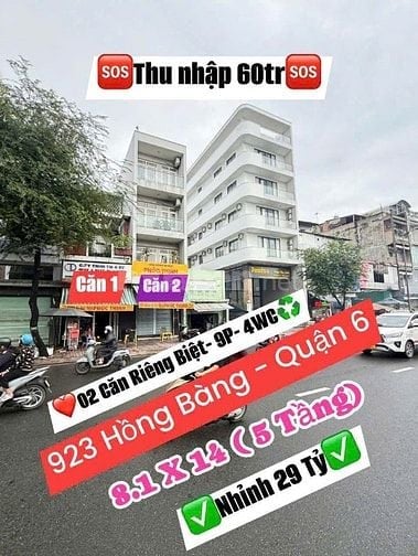 Bán nhà 4 tầng, 923 Hồng Bàng, P. 9, Q. 6, Ngay Bùng Binh Cây Gõ