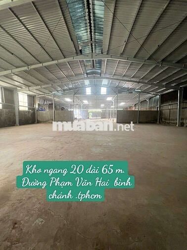 KHO THUÊ 1300m (20 × 65) Đường Trần Văn Giàu _ Xã Phạm VĂN Hai .