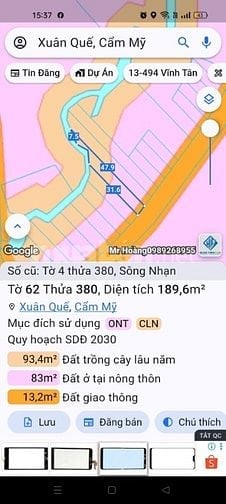 Bán Đất Sông Nhạn Sổ Hồng Riêng, Thổ Cư. Giá 620TR.