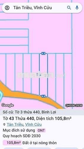 Đất sổ riêng thổ cư Phường Tân Triều