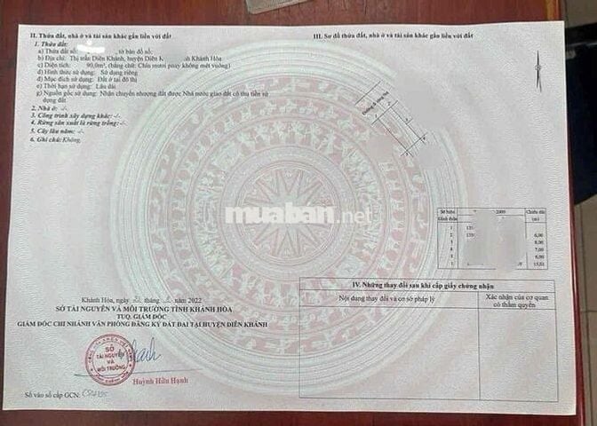 Bán lô đất tt duyên khánh h duyên khánh t khánh hoà