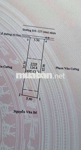 Đất Thủ Dầu Một Bình Dương 5,5x23. 1ty950