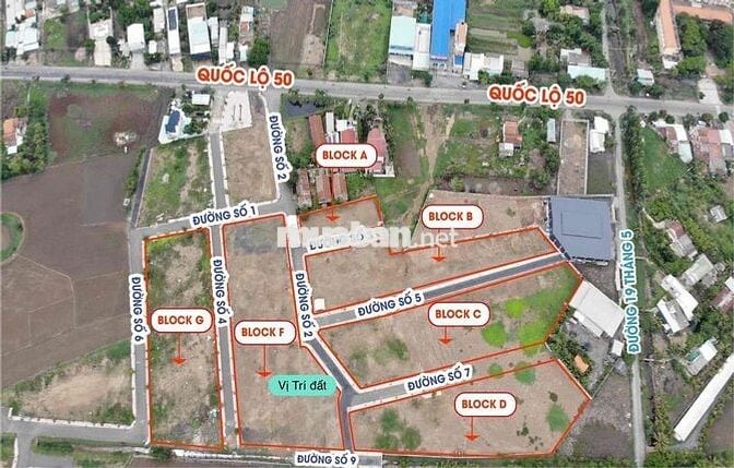 BÁN ĐẤT NÊN KDC TÂN LÂN RESIDENCE MẶT TIỀN QL50 1TỶ350/101M2