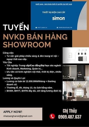TUYỂN DỤNG NHÂN VIÊN KINH DOANH & BÁN HÀNG SHOWROOM
