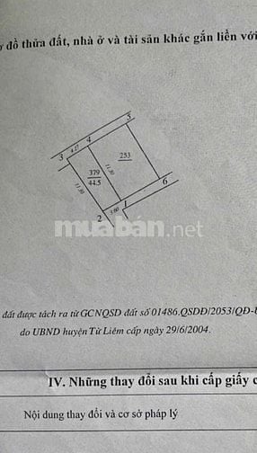 Chính chủ cần bán 44,5m nhà cấp 4 đất nở hậu SĐCC hướng ĐN .