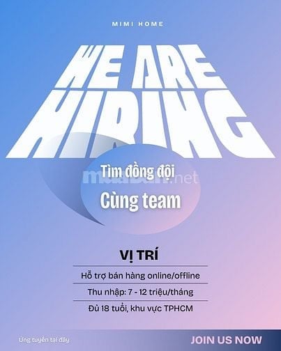 📣 TUYỂN ĐỒNG ĐỘI CÙNG TEAM 💙