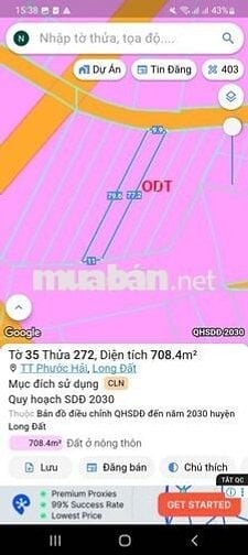 Chính chủ ngộp bank Cần bán gấp lô đất 708m2 ở Xã Phước Hải -HCM 2ty75
