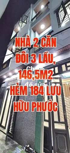 Nhà mới tuyệt đẹp, 02 căn đôi, 1Trệt, 2 lầu, ST, Hẻm 184 Lưu Hữu Phước