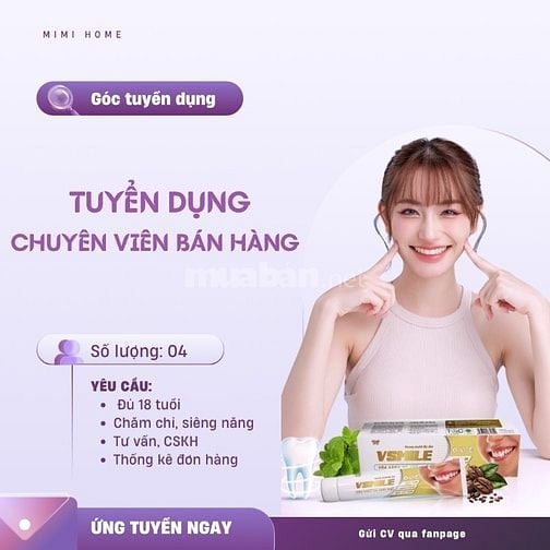 [GÓC TUYỂN DỤNG] CHUYÊN VIÊN BÁN HÀNG 